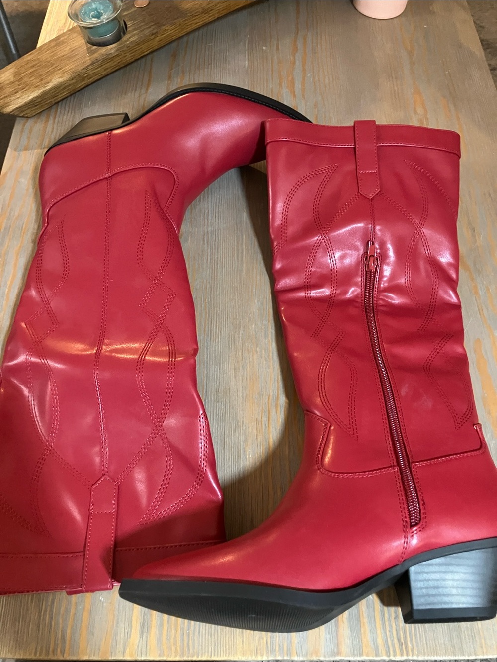 JustFab Red  Heeled Western Boots